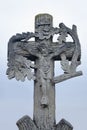 Very ancient statue of Jesus Christ on the cross Royalty Free Stock Photo