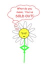 Very angry daisy emoticon, emoji, You`ve sold out!`