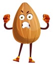 Very angry looking brown almond, illustration, vector