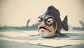 A very angry looking fish on a piece of paper, AI Royalty Free Stock Photo