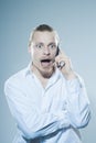 Very angry man on telepone Royalty Free Stock Photo