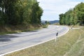 very bad country road curve in the Eifel Royalty Free Stock Photo