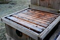 Very bad winter, a lot of hives this winter and died. frozen honeycombs and hives covered with hoarfrost. The beehives in the gard