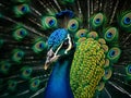A very beautiful adult peacock. Royalty Free Stock Photo