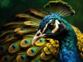 A very beautiful adult peacock. Royalty Free Stock Photo