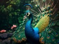 A very beautiful adult peacock. Royalty Free Stock Photo