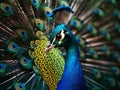 A very beautiful adult peacock. Royalty Free Stock Photo