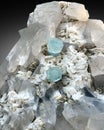 very beautiful aquamarine with quartz and albite Mineral specimen from skardu pakistan Royalty Free Stock Photo