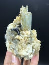 very beautiful Aquamarine Var Beryl cluster with mica and quartz muscovite Crystal Mineral specimen from Skardu Pakistan