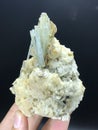 very beautiful Aquamarine Var Beryl cluster with mica and quartz muscovite Crystal Mineral specimen from Skardu Pakistan