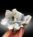 very beautiful Aquamarine var beryl with mica muscovite flower crystal mineral specimen from shigar valley Pakistan Royalty Free Stock Photo