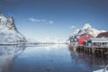 Very beautiful bay in the sea in Norway on the Lofoten Islands Royalty Free Stock Photo