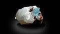 Very beautiful blue Aquamarine var Beryl crystal with Quartz and Garnet specimen from Nagar Valley shigar skardu Pakistan Royalty Free Stock Photo