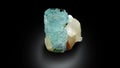 Very beautiful blue Aquamarine var Beryl crystal with QUARTZ specimen from SHIGAR Pakistan Royalty Free Stock Photo