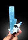 very beautiful deep blue aquamarine var beryl mineral specimen from Shigar valley Pakistan Royalty Free Stock Photo