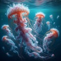 Very beautiful deep sea beautiful jellyfish