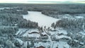 Very beautiful frozen village in winter. No people Royalty Free Stock Photo