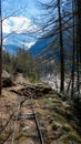 A walk in the Monta rosa massif in Italy, following a and mining track into the maintains