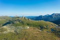 Very beautiful mountain landscape. A panoramic view from the mountain pass in Siberia