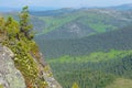 Very beautiful mountain landscape. A panoramic view from the mountain pass in Siberia