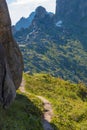 Very beautiful mountain landscape. A panoramic view from the mountain pass in Siberia