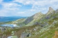 Very beautiful mountain landscape. A panoramic view from the mountain pass in Siberia Royalty Free Stock Photo