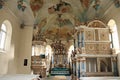 Very beautiful murals in an old Lutheran church in the small Latvian village of Apriki in autumn 2020 Royalty Free Stock Photo