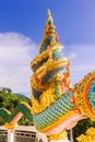 A very beautiful Naga a very great serpent statue surrounding the pagoda at Doi Thepnimit temple on Patong hilltop Royalty Free Stock Photo