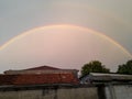 a very beautiful natural phenomenon after the rain stops a rainbow appears Royalty Free Stock Photo