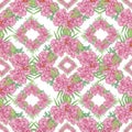 Seamless geometric pattern with peony