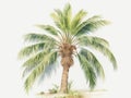 Very Beautiful palm tree in watercolor