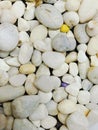 a very beautiful pile of white decorative stones