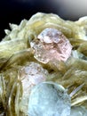 Very beautiful pink fluorite with aquamarine and muscovite specimen from nagar valley gilgit Pakistan
