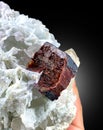 very beautiful Rare Red Mangano Tantalite with Albite Mineral Specimen from Afghanistan