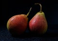 Very beautiful ripe pear on a black background Royalty Free Stock Photo
