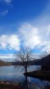 Very beautiful sky overlooking the cold lake