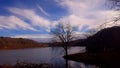 Very beautiful sky overlooking the cold lake