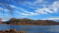 Very beautiful sky overlooking the cold lake