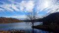 Very beautiful sky overlooking the cold lake