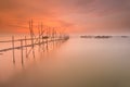 Very beautiful Sunset view at Tanjung Kait Beach, Tangerang, Banten, Indonesia Royalty Free Stock Photo