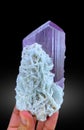 very beautiful terminated Lilac color Kunzite var spodumene with albite crystal mineral specimen from Afghanistan Royalty Free Stock Photo