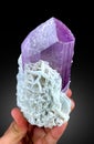 very beautiful terminated Lilac color Kunzite var spodumene with albite crystal mineral specimen from Afghanistan Royalty Free Stock Photo