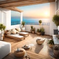 A very beautiful terrace of a home with sea-view