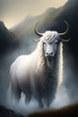 Very beautiful Yak white cow spirit fantasy portrait art wall design, poster Ai generated Royalty Free Stock Photo