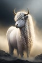 Very beautiful Yak white cow spirit fantasy portrait art wall design, poster Ai generated Royalty Free Stock Photo