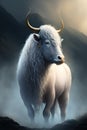 Very beautiful Yak white cow spirit fantasy portrait art wall design, poster Ai generated Royalty Free Stock Photo