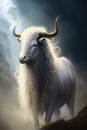 Very beautiful Yak white cow spirit fantasy portrait art wall design, poster Ai generated Royalty Free Stock Photo