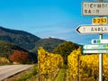 Very beautiful yellow Alsace vineyards in the fall, after grape harvest Royalty Free Stock Photo