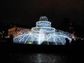 beautifully designed fountain in the night city