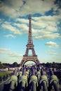 Very big Eiffer tower from Trocadero Quartier in Paris and the c Royalty Free Stock Photo